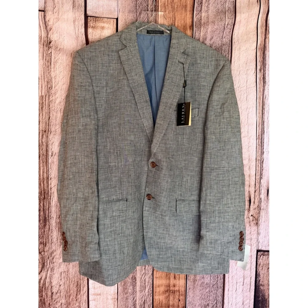 Lauren Ralph Lauren Men's 42R Linen Houndstooth Sport Coat Blazer NWT